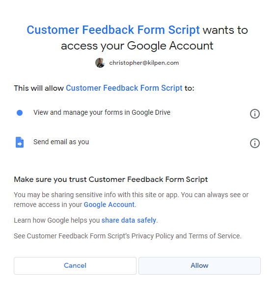 Google Form - Response Emailer