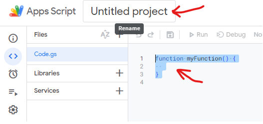 Renaming project and deleting sample code